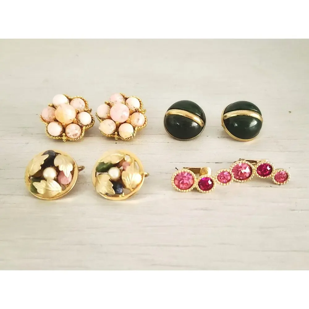 Vintage Lot of 4 Mid-Century Clip-on Earrings